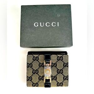 Authentic Gucci GG canvas pin-lock bifold wallet